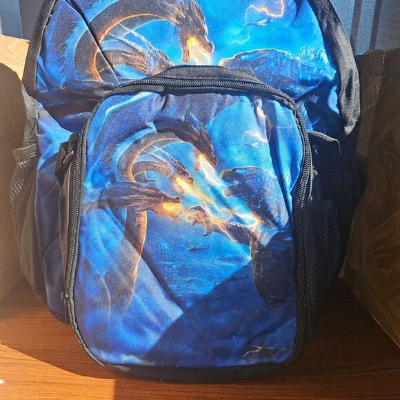 Brand New Fiery Blue Dragon Kids Backpack 3 Pieces - Picture 2 of 8
